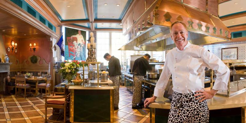 Chef Patrick O'Connell stands inside the kitchen of The Inn at Little Washington, a Michelin-rated restaurant in Washington, Virginia.