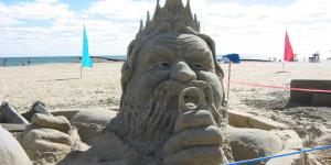 Sand sculpture of King Neptune